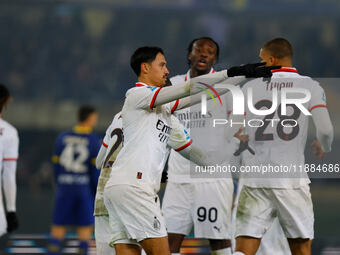 AC Milan's Tijjani Reijnders celebrates after scoring a goal during the Italian Serie A Enilive soccer championship football match between H...