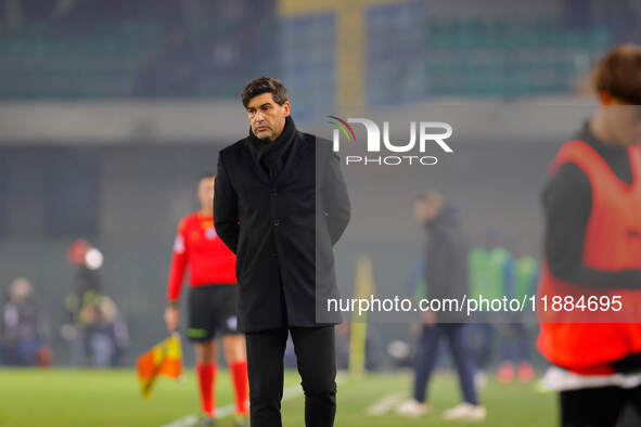 AC Milan's head coach Paulo Fonseca is present during the Italian Serie A Enilive soccer championship football match between Hellas Verona F...