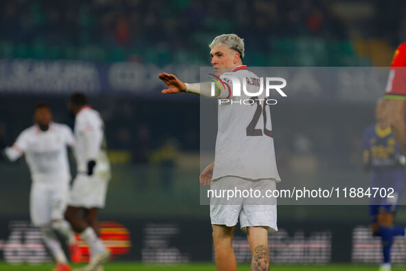 AC Milan's Alejandro Jimenez Sanchez participates in the Italian Serie A Enilive soccer championship football match between Hellas Verona FC...