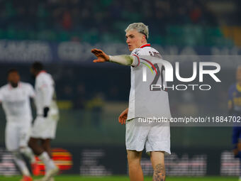 AC Milan's Alejandro Jimenez Sanchez participates in the Italian Serie A Enilive soccer championship football match between Hellas Verona FC...