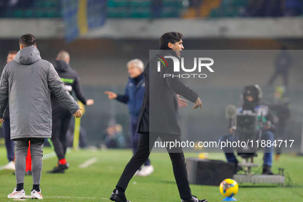 AC Milan's head coach Paulo Fonseca is present during the Italian Serie A Enilive soccer championship football match between Hellas Verona F...