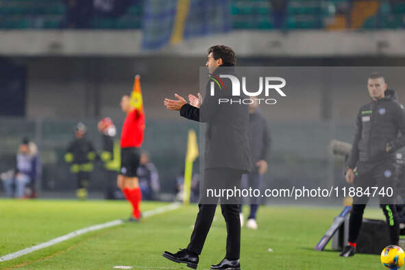 AC Milan's head coach Paulo Fonseca is present during the Italian Serie A Enilive soccer championship football match between Hellas Verona F...