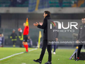 AC Milan's head coach Paulo Fonseca is present during the Italian Serie A Enilive soccer championship football match between Hellas Verona F...