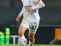 AC Milan's Filippo Terracciano participates in the Italian Serie A Enilive soccer championship football match between Hellas Verona FC and A...