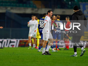 Davide Calabria of AC Milan expresses happiness during the Italian Serie A Enilive soccer championship football match between Hellas Verona...