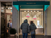 People on the street for window shopping and buying presents in Munich, Bavaria, Germany, on December 20, 2024 (