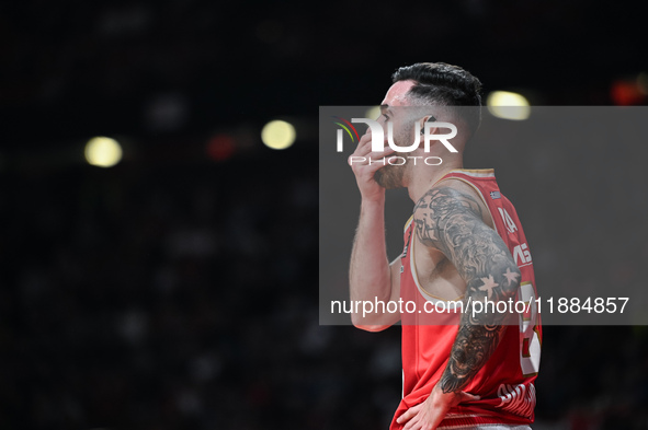 Luca Vildoza of Olympiacos Piraeus plays during the Euroleague, Round 17 match between Olympiacos Piraeus and Alba Berlin at Peace and Frien...