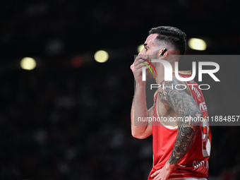 Luca Vildoza of Olympiacos Piraeus plays during the Euroleague, Round 17 match between Olympiacos Piraeus and Alba Berlin at Peace and Frien...