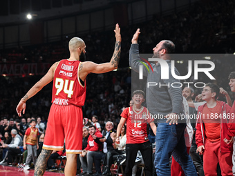 Evan Fournier of Olympiacos Piraeus plays during the Euroleague, Round 17 match between Olympiacos Piraeus and Alba Berlin at Peace and Frie...