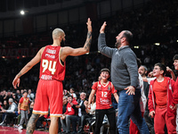 Evan Fournier of Olympiacos Piraeus plays during the Euroleague, Round 17 match between Olympiacos Piraeus and Alba Berlin at Peace and Frie...