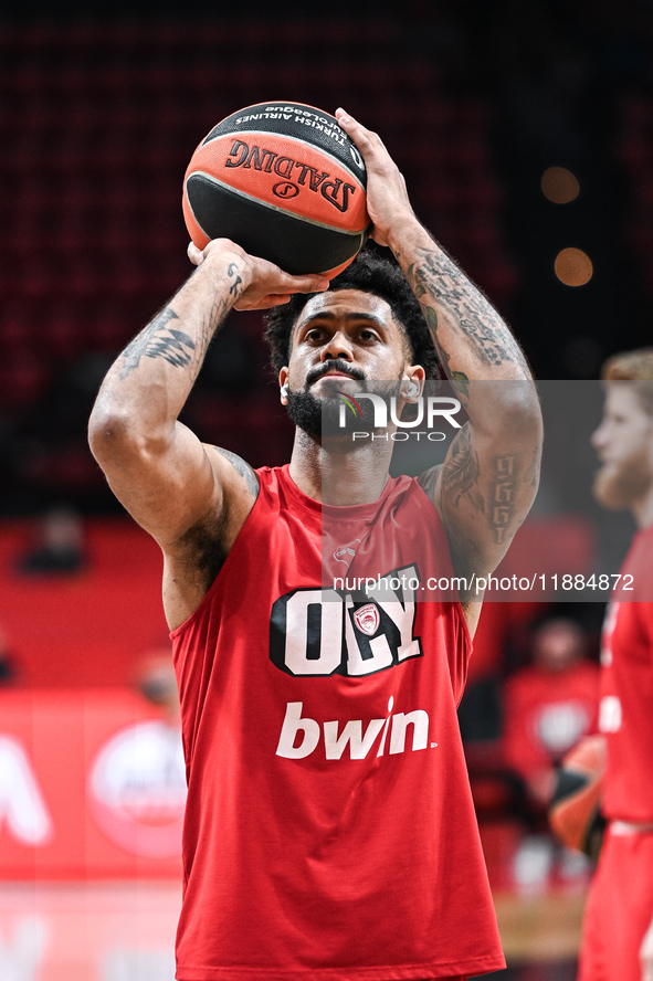 Tyler Dorsey of Olympiacos Piraeus plays during the Euroleague, Round 17 match between Olympiacos Piraeus and Alba Berlin at Peace and Frien...