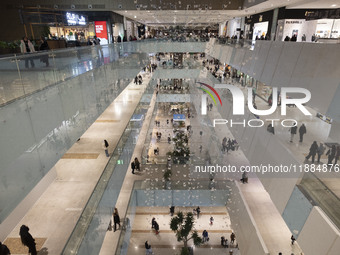 Iranian shoppers walk at the Iran Mall shopping mall in northwestern Tehran, Iran, on December 20, 2024, during Yalda Night celebrations. Ya...