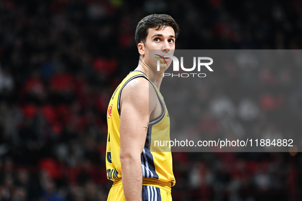 Matteo Spagnolo of Alba Berlin plays during the Euroleague, Round 17 match between Olympiacos Piraeus and Alba Berlin at Peace and Friendshi...