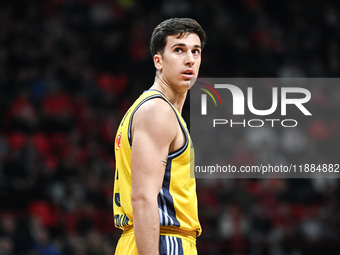 Matteo Spagnolo of Alba Berlin plays during the Euroleague, Round 17 match between Olympiacos Piraeus and Alba Berlin at Peace and Friendshi...