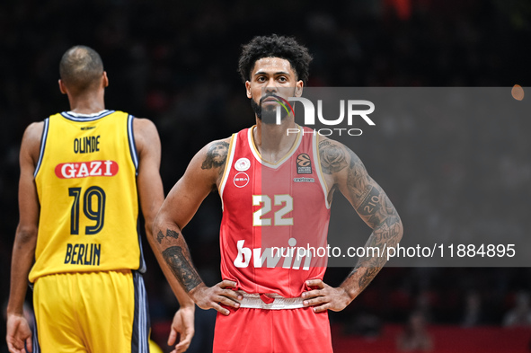 Tyler Dorsey of Olympiacos Piraeus plays during the Euroleague, Round 17 match between Olympiacos Piraeus and Alba Berlin at Peace and Frien...