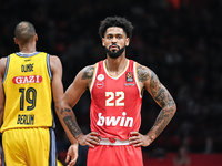 Tyler Dorsey of Olympiacos Piraeus plays during the Euroleague, Round 17 match between Olympiacos Piraeus and Alba Berlin at Peace and Frien...