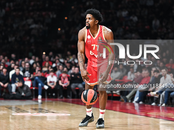 Shaquielle Mckissic of Olympiacos Piraeus plays during the Euroleague, Round 17 match between Olympiacos Piraeus and Alba Berlin at Peace an...