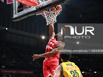 Shaquielle Mckissic of Olympiacos Piraeus plays during the Euroleague, Round 17 match between Olympiacos Piraeus and Alba Berlin at Peace an...