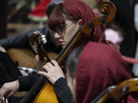 A young Iranian female musician performs during Yalda Night celebrations at the Iran Mall shopping mall in northwestern Tehran, Iran, on Dec...