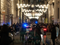 The last days of Christmas shopping occur in the streets of the historic center in Rome, Italy, on December 20, 2024. (