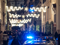 The last days of Christmas shopping occur in the streets of the historic center in Rome, Italy, on December 20, 2024. (