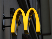 KRAKOW, POLAND - DECEMBER 20:   
The McDonald's logo displayed on a restaurant facade, on December 20, 2024 in Krakow, Poland. (