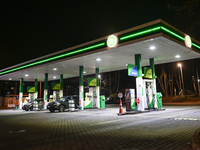 KRAKOW, POLAND - DECEMBER 20:   
BP petrol station in Krakow, on December 20, 2024 in Krakow, Poland. (