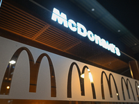 KRAKOW, POLAND - DECEMBER 20:   
The McDonald's logo displayed in a restaurant windows, on December 20, 2024 in Krakow, Poland. (