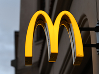 KRAKOW, POLAND - DECEMBER 20:   
The McDonald's logo displayed on a restaurant facade, on December 20, 2024 in Krakow, Poland. (