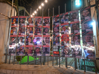 KRAKOW, POLAND - DECEMBER 20:   
Images of people kidnapped by Hamas, is displayed at the entrance to the Jewish Center in Krakow's Kazimier...