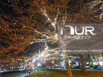 KRAKOW, POLAND - DECEMBER 20:   
A view of the Christmas decorations in Podgorze Market Square, on December 20, 2024 in Podgorze, Krakow, Po...