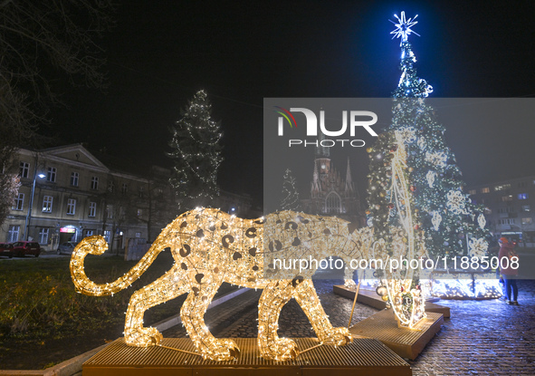 KRAKOW, POLAND - DECEMBER 20:   
A view of the Christmas decorations in Podgorze Market Square, on December 20, 2024 in Podgorze, Krakow, Po...