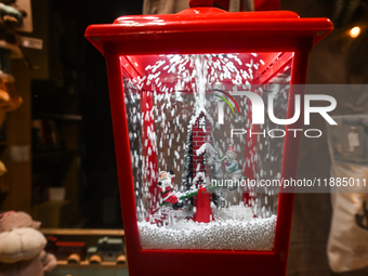 KRAKOW, POLAND - DECEMBER 20:   
A view of the Christmas decorations displayed in a shop window, on December 20, 2024 in Krakow, Poland. (