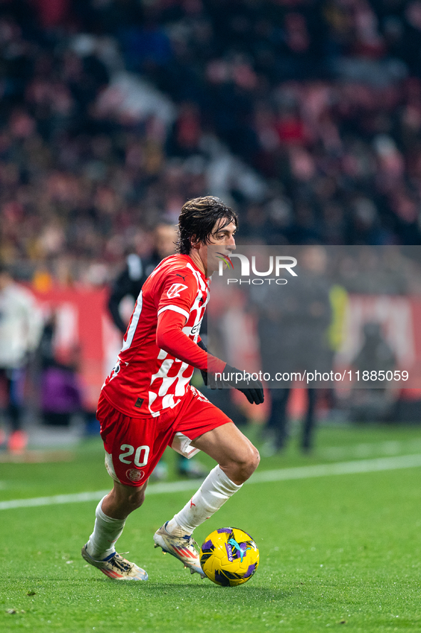 Bryan Gil of Girona FC is in action during the LaLiga EA Sports 2024 - 2025 match between Girona FC and Real Valladolid at Estadi Municipal...