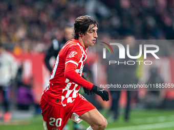 Bryan Gil of Girona FC is in action during the LaLiga EA Sports 2024 - 2025 match between Girona FC and Real Valladolid at Estadi Municipal...