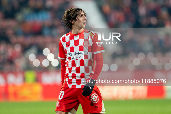 Bryan Gil of Girona FC is in action during the LaLiga EA Sports 2024 - 2025 match between Girona FC and Real Valladolid at Estadi Municipal...