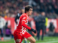 Bryan Gil of Girona FC is in action during the LaLiga EA Sports 2024 - 2025 match between Girona FC and Real Valladolid at Estadi Municipal...