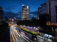 Evening traffic occurs in the central business district of Jakarta, Indonesia, on December 21, 2024. The government plans to raise the Value...