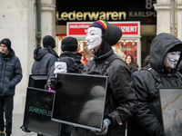 The group 'Anonymous for the Voiceless', an animal rights organization specializing in street activism, holds a 'Cubes of Truth' protest act...