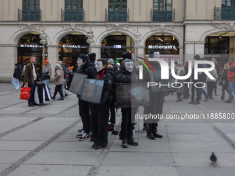 The group 'Anonymous for the Voiceless', an animal rights organization specializing in street activism, holds a 'Cubes of Truth' protest act...