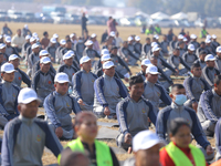 People meditate during a celebratory event organized on the occasion of the first World Meditation Day in Kathmandu, Nepal, on December 21,...