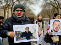 Members of the Syrian community gathered in solidarity with the victims of Bashar al-Assad's prisons in Syria at Place de la Bastille in Par...