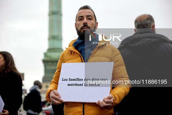 Members of the Syrian community gathered in solidarity with the victims of Bashar al-Assad's prisons in Syria at Place de la Bastille in Par...