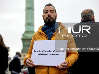 Members of the Syrian community gathered in solidarity with the victims of Bashar al-Assad's prisons in Syria at Place de la Bastille in Par...