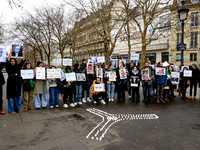 Members of the Syrian community gathered in solidarity with the victims of Bashar al-Assad's prisons in Syria at Place de la Bastille in Par...