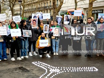 Members of the Syrian community gathered in solidarity with the victims of Bashar al-Assad's prisons in Syria at Place de la Bastille in Par...