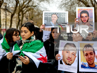 Members of the Syrian community gathered in solidarity with the victims of Bashar al-Assad's prisons in Syria at Place de la Bastille in Par...