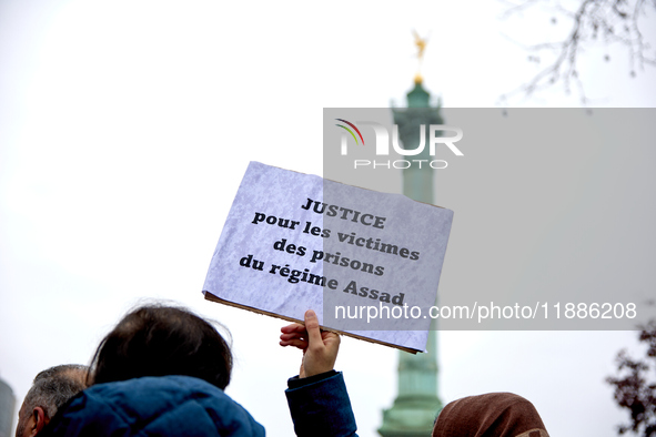 Members of the Syrian community gathered in solidarity with the victims of Bashar al-Assad's prisons in Syria at Place de la Bastille in Par...