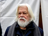 Paul Watson, founder of the Sea Shepherd Conservation Society and anti-whaling activist, attended a rally in his support at Place de la Repu...