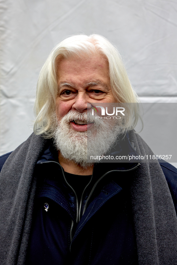 Paul Watson, founder of the Sea Shepherd Conservation Society and anti-whaling activist, attended a rally in his support at Place de la Repu...